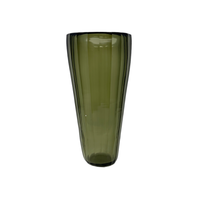 Olive Green Blown Glass Faceted Vase