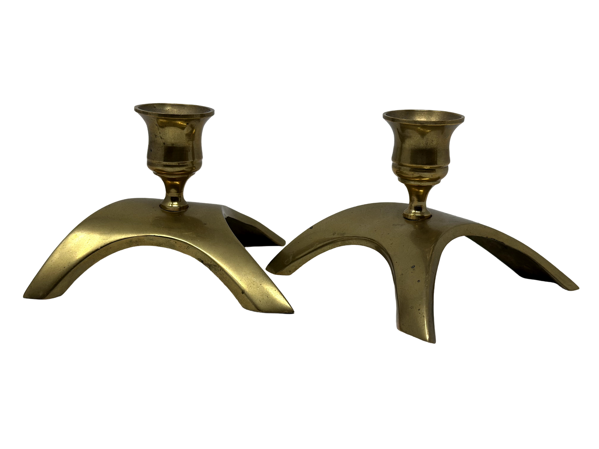 Pair of Danish Modern Tri-pod Candlesticks