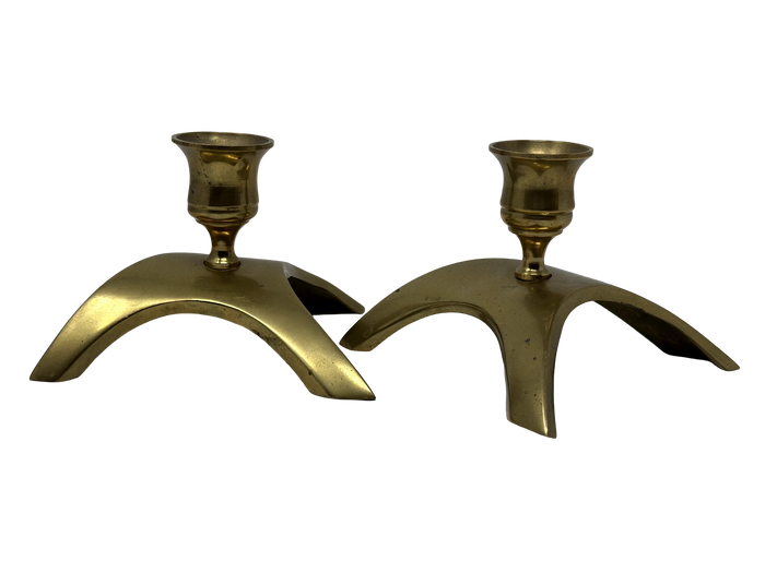 Pair of Danish Modern Tri-pod Candlesticks