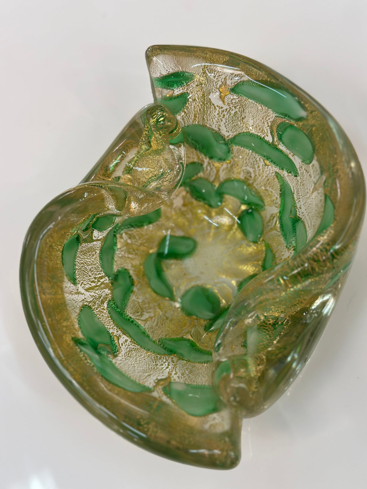 Murano Green & Gold bowl