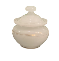 White Opaline Cylinder box w/ Lid