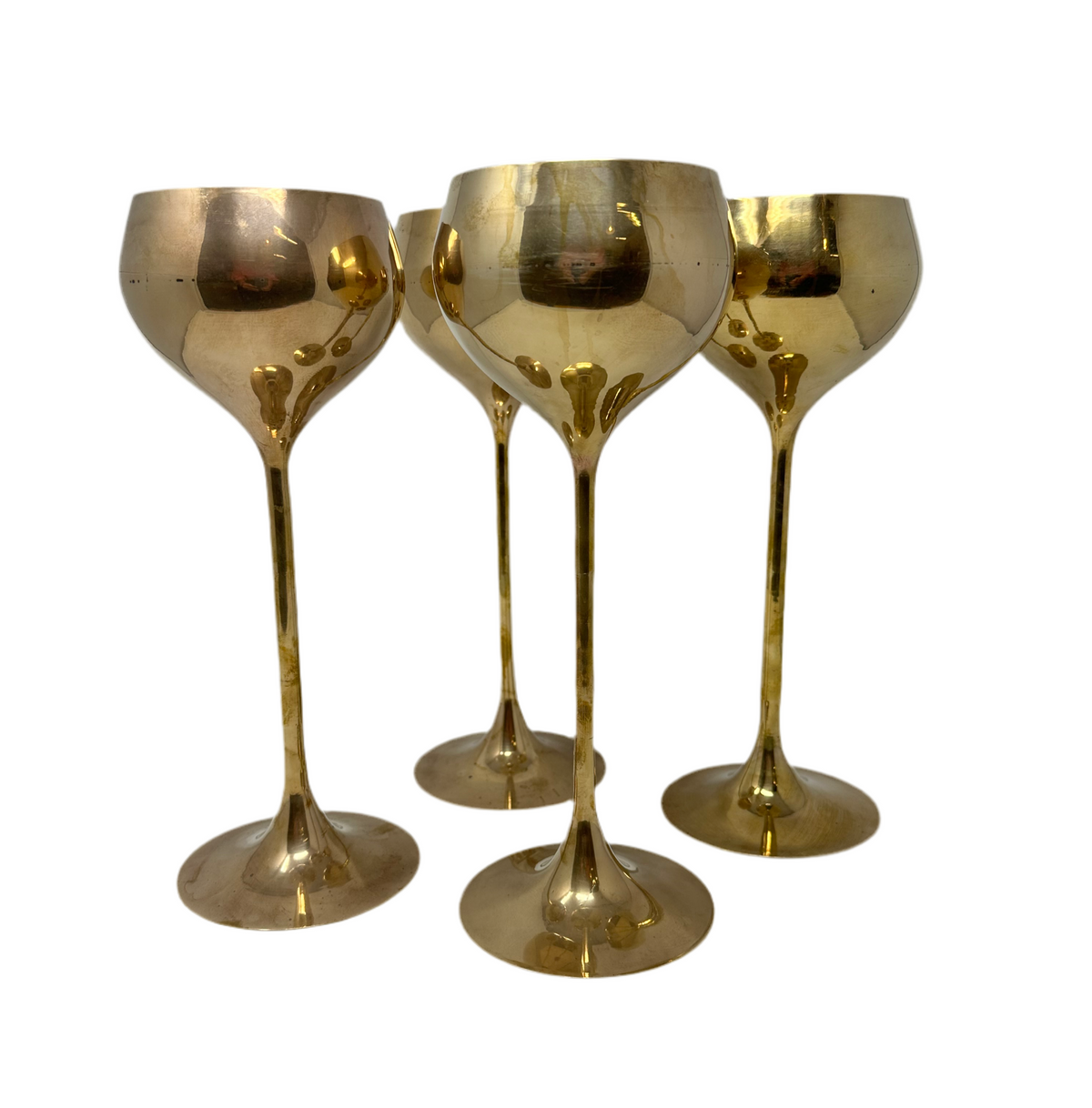 Set of 4 Brass Tall Goblets