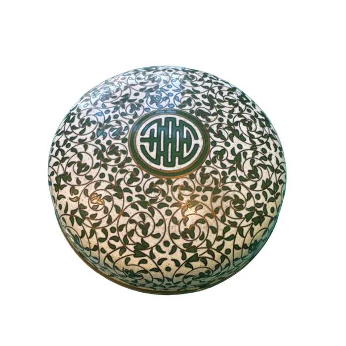 Small green and white Cloisonné box