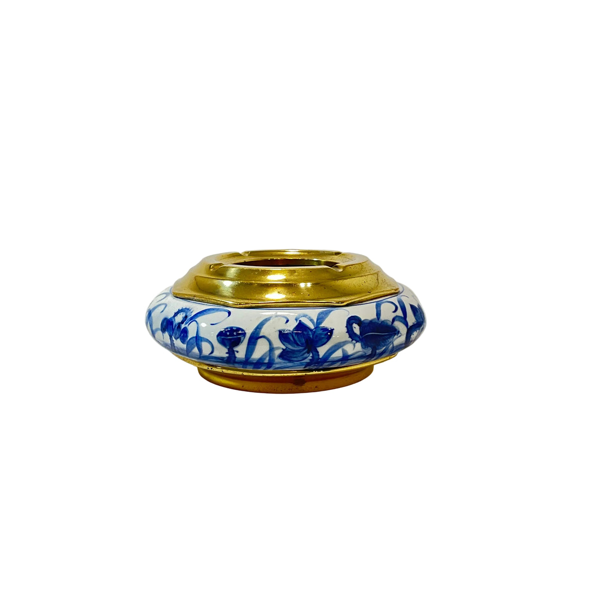 Blue & White Brass Ashtray