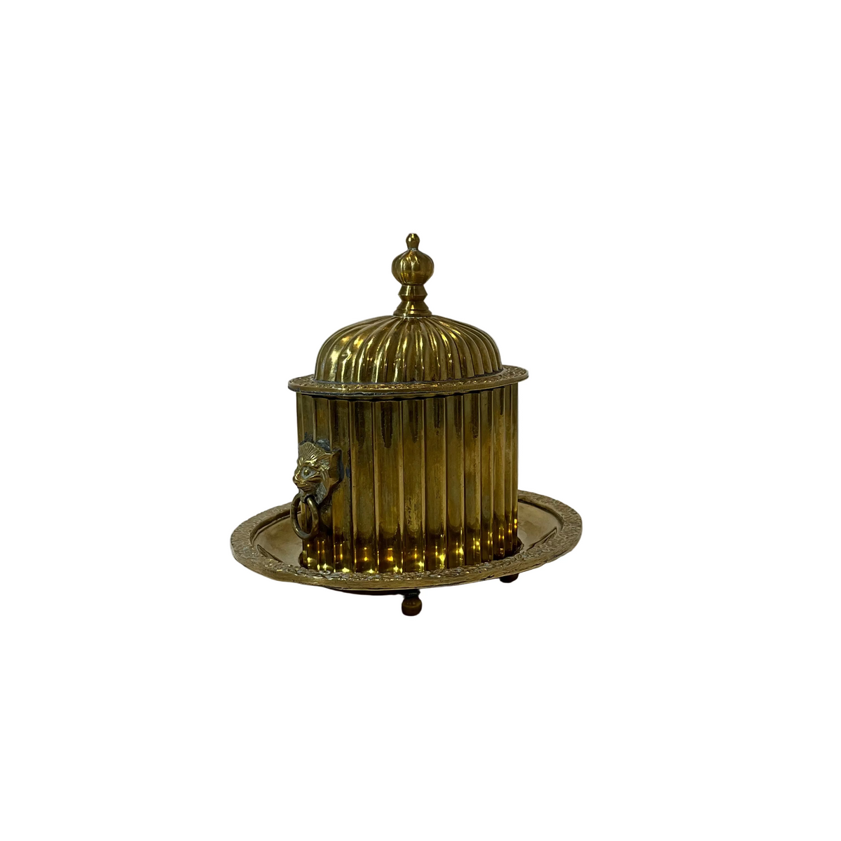 Brass Biscuit Jar with Tray