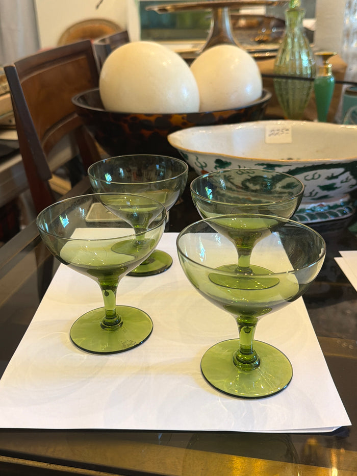 Olive Green Champagne Glass set of four