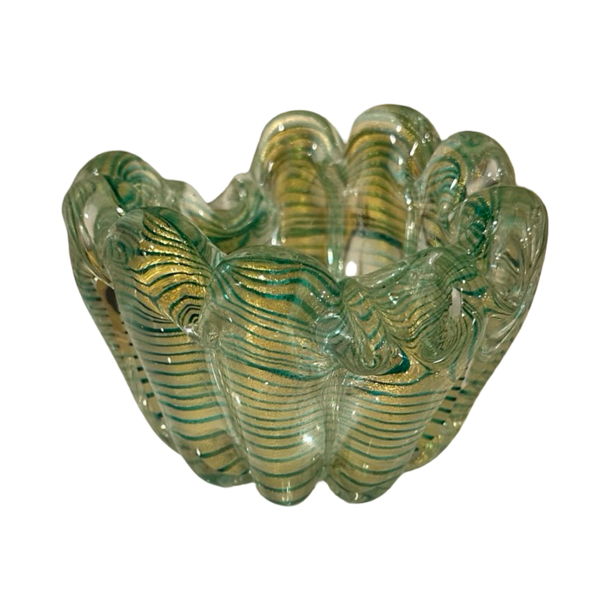 Aqua & Gold Murano Bowl