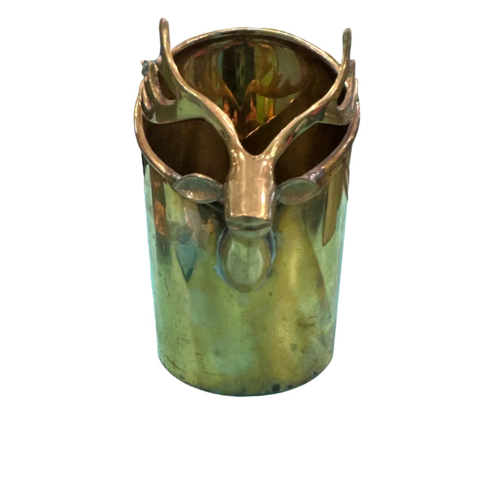 Brass wine coaster with antler