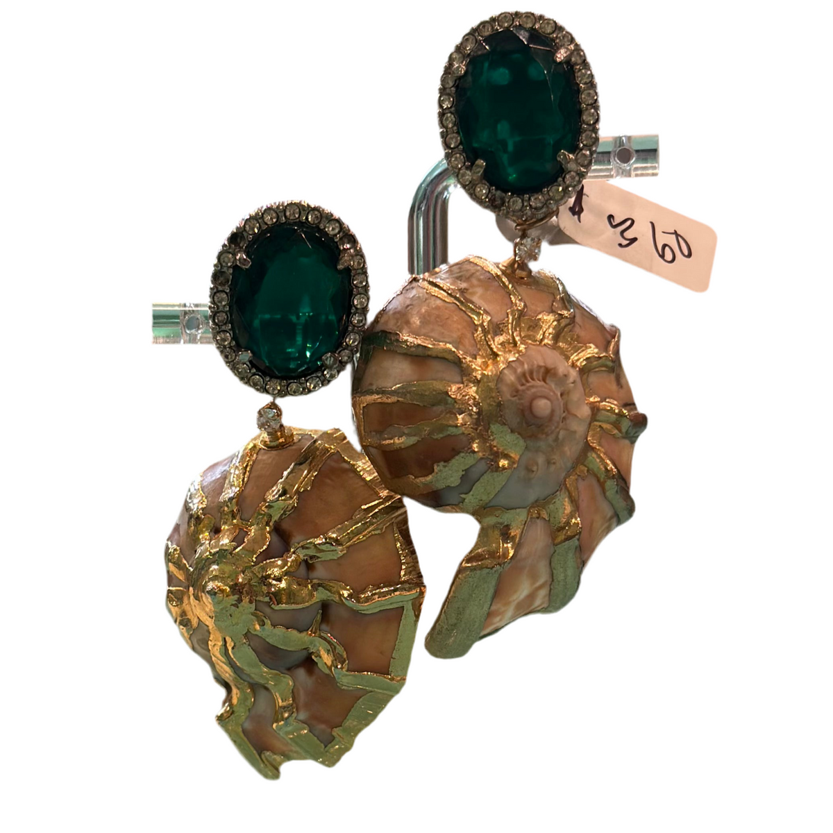 Cocotay Emerald Green & Shell Earrings