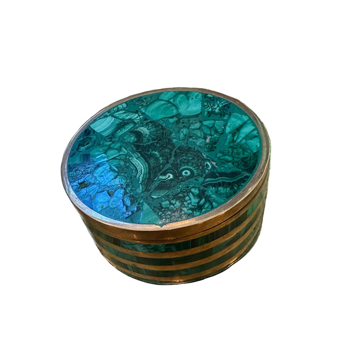 Round Malachite & Brass Box