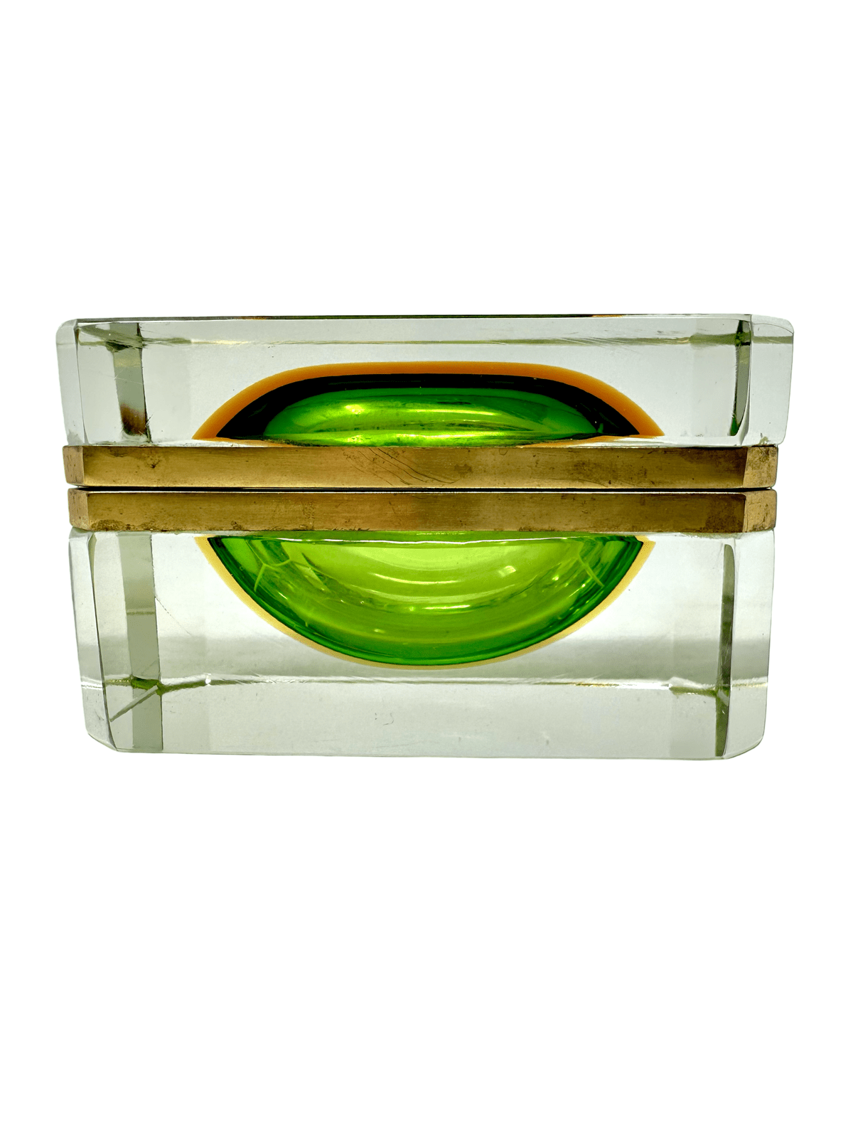 Murano Hinged Box With Green/Gold Orb