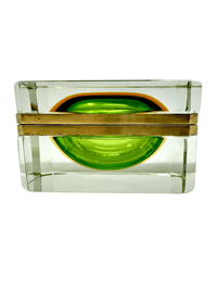 Murano Hinged Box With Green/Gold Orb