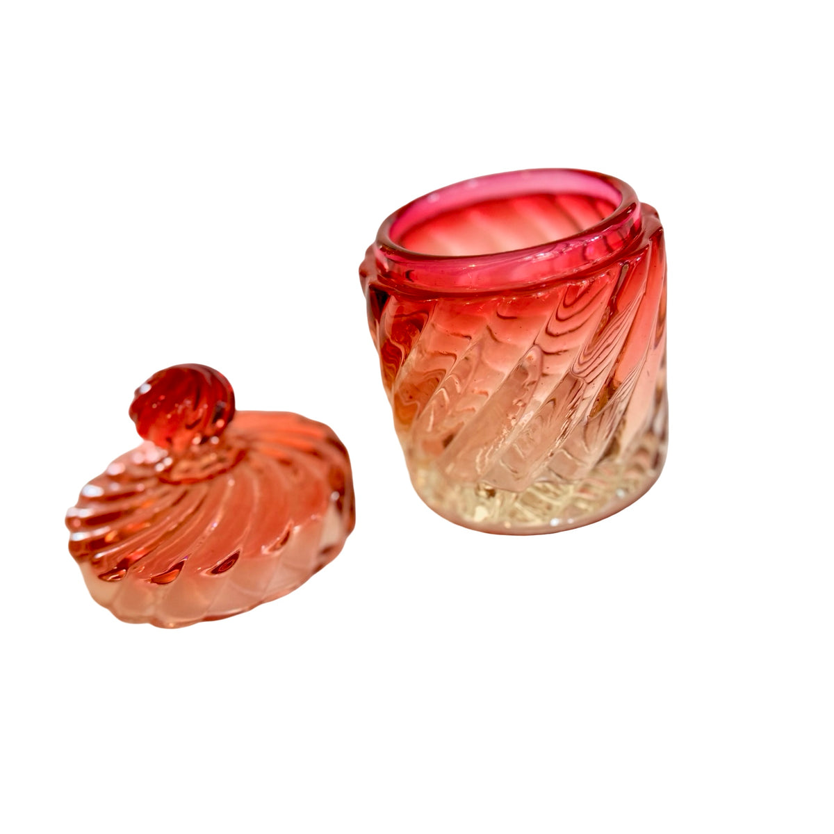 Baccarat Pink Rose Tiente Swirl Covered Vanity Jar