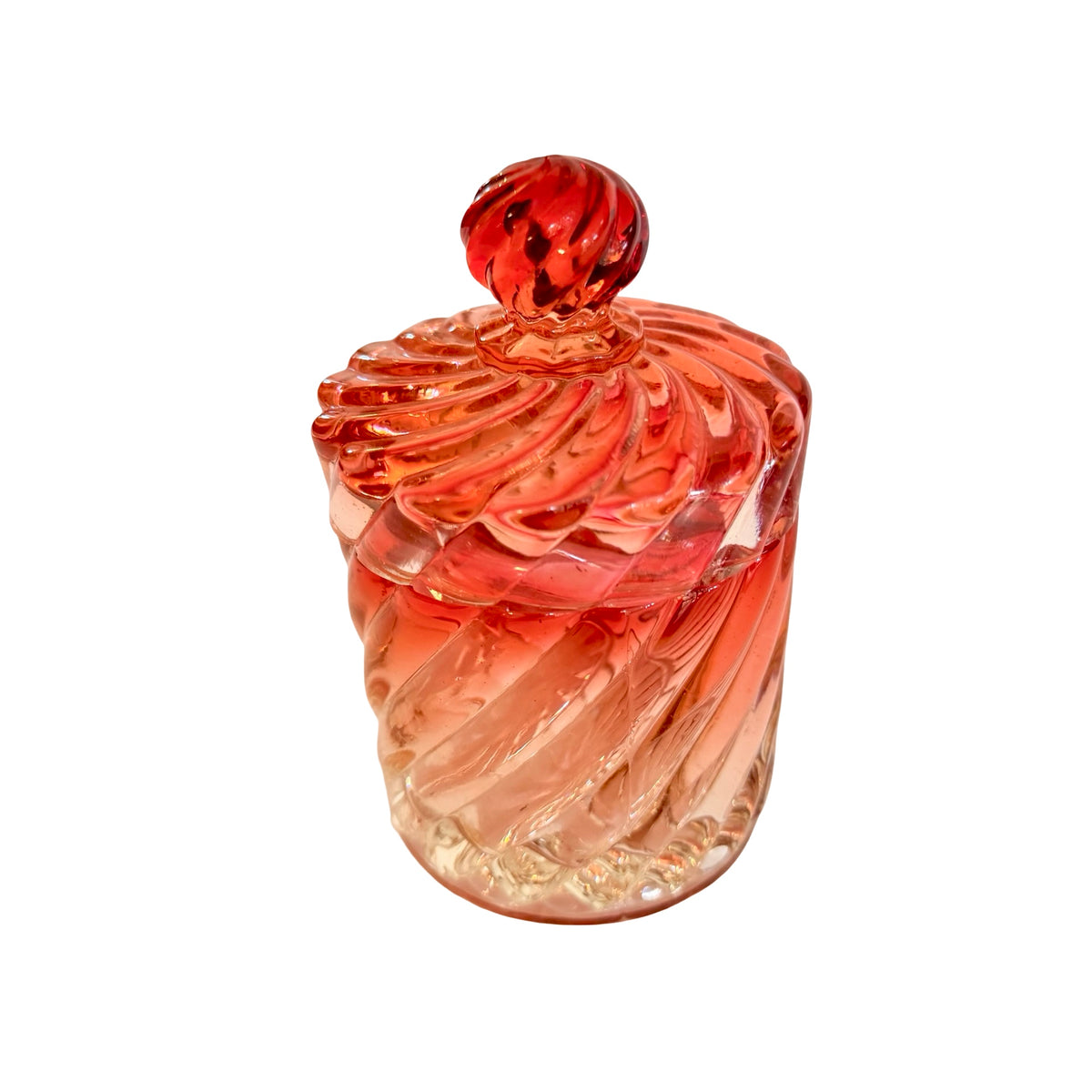 Baccarat Pink Rose Tiente Swirl Covered Vanity Jar