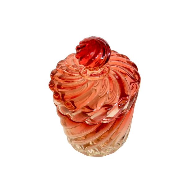 Baccarat Pink Rose Tiente Swirl Covered Vanity Jar