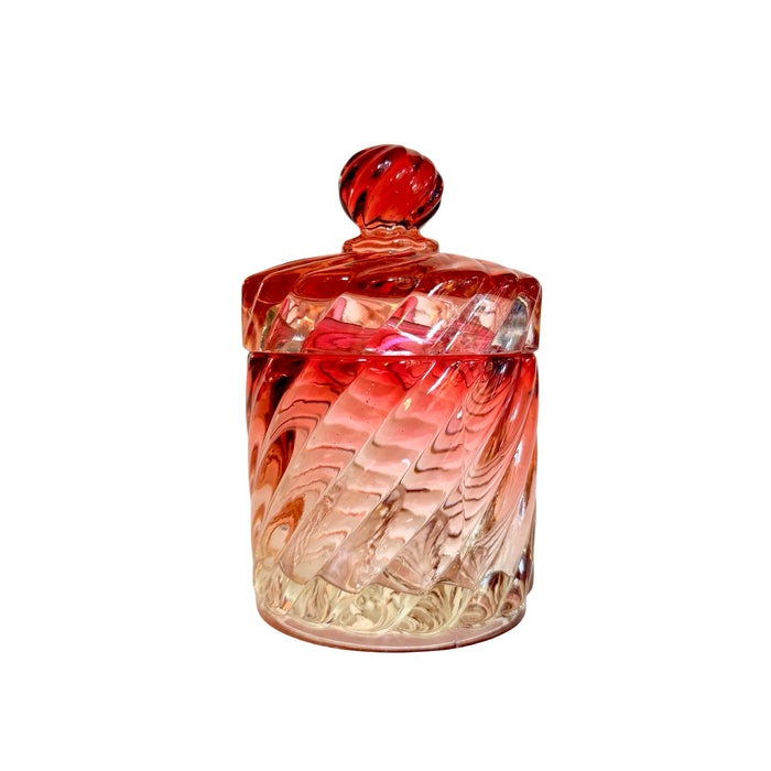Baccarat Pink Rose Tiente Swirl Covered Vanity Jar