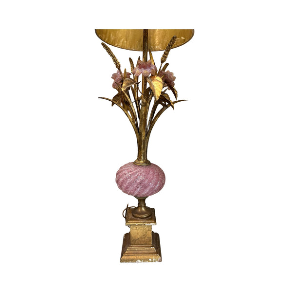 Florentine Gilt & Pink Murano Lamp