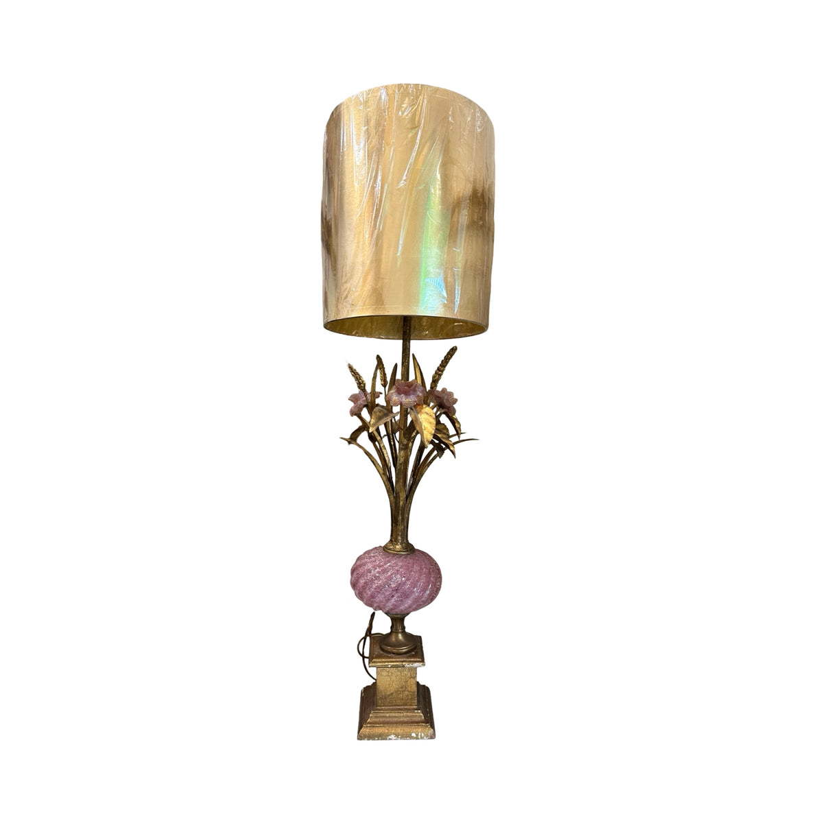 Florentine Gilt & Pink Murano Lamp