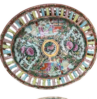 Rose Medallion Reticulated oval bowl w/ underplate