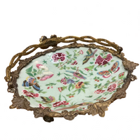 Chinese Export Celadon dish w/ brass fitting