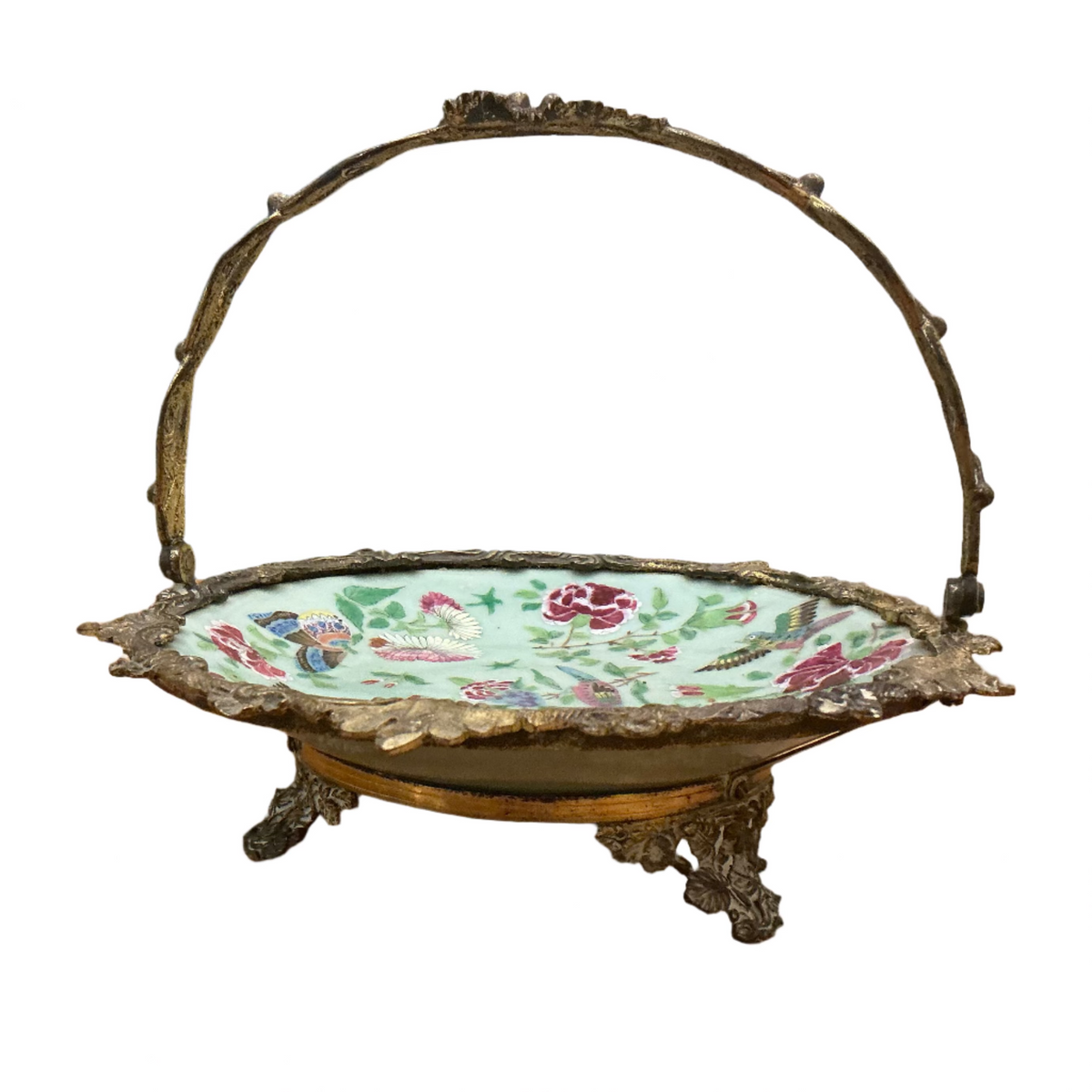Chinese Export Celadon dish w/ brass fitting