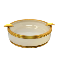 White Opaline Round Ashtray w/ Gilt Bronze