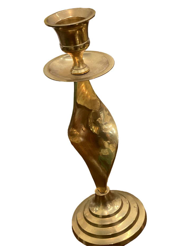 8" Brass Swirl Candlestick