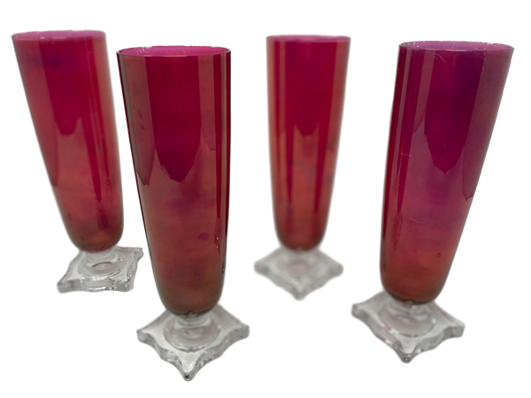 Set of 4 Pink Footed Highball Glasses