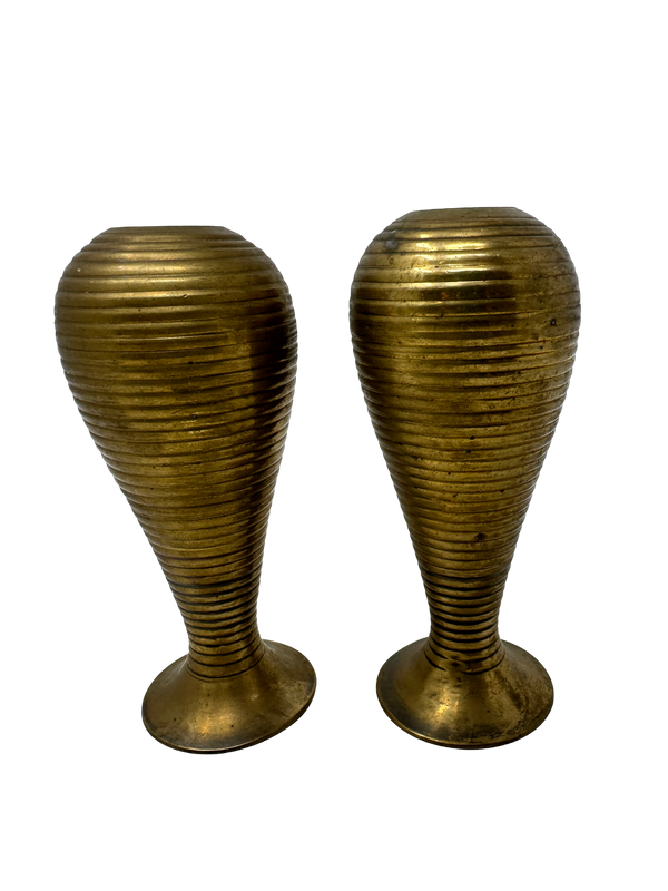 Pair of Brass Ribbed Candlesticks