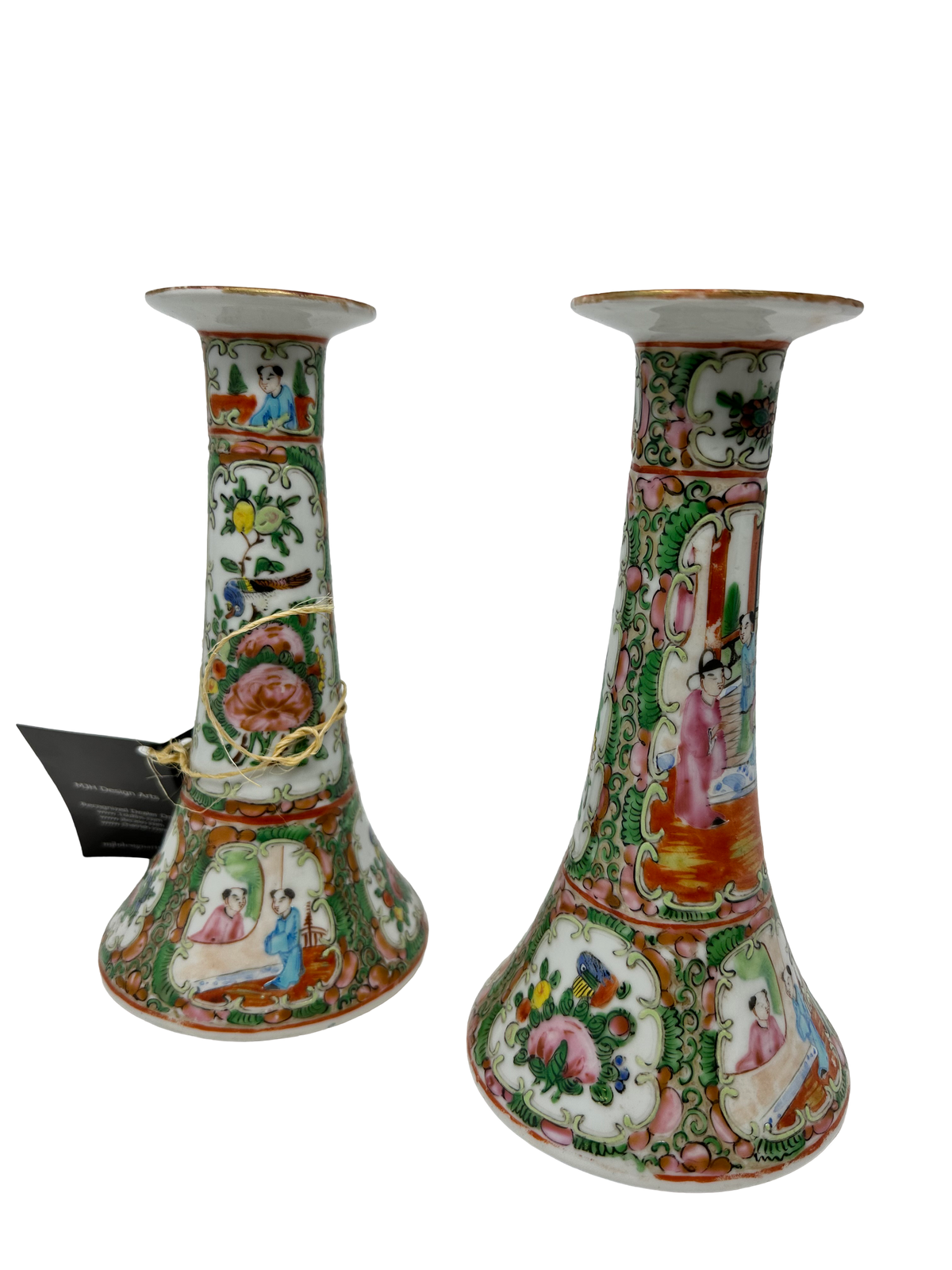 Pair of Rose Medallion Candlesticks