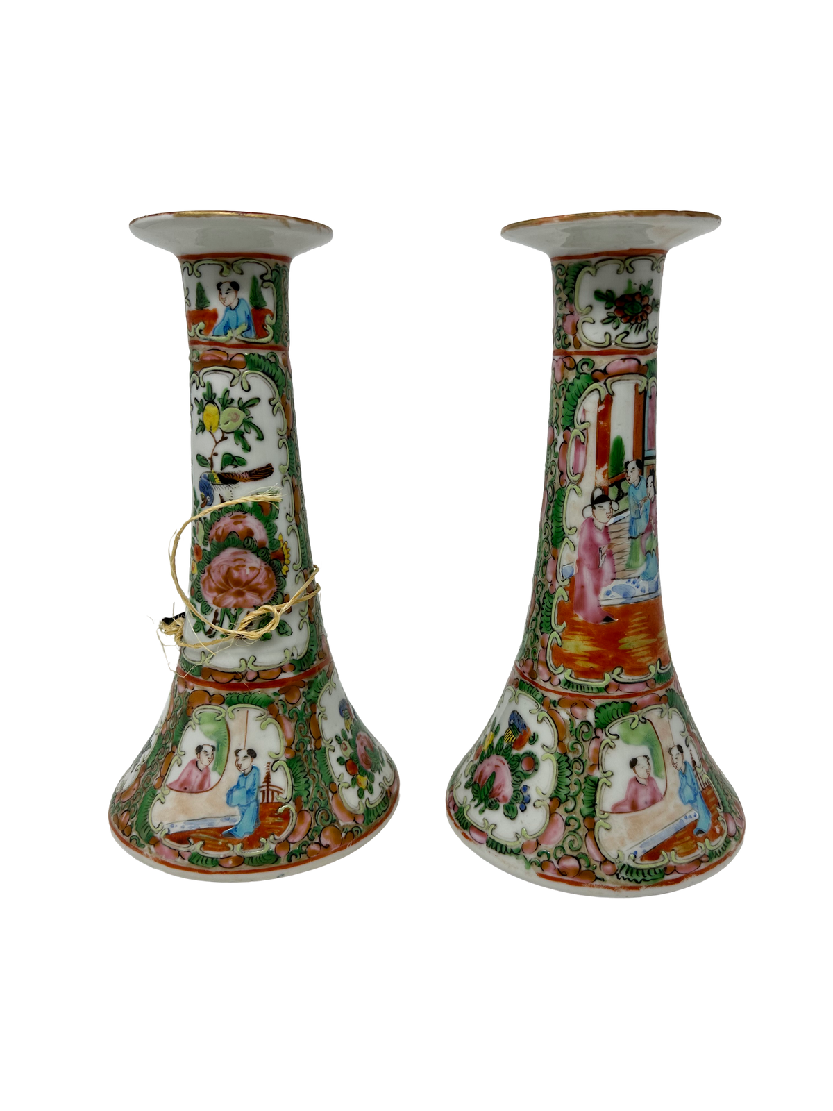 Pair of Rose Medallion Candlesticks