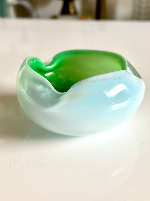 Green & White Murano bowl