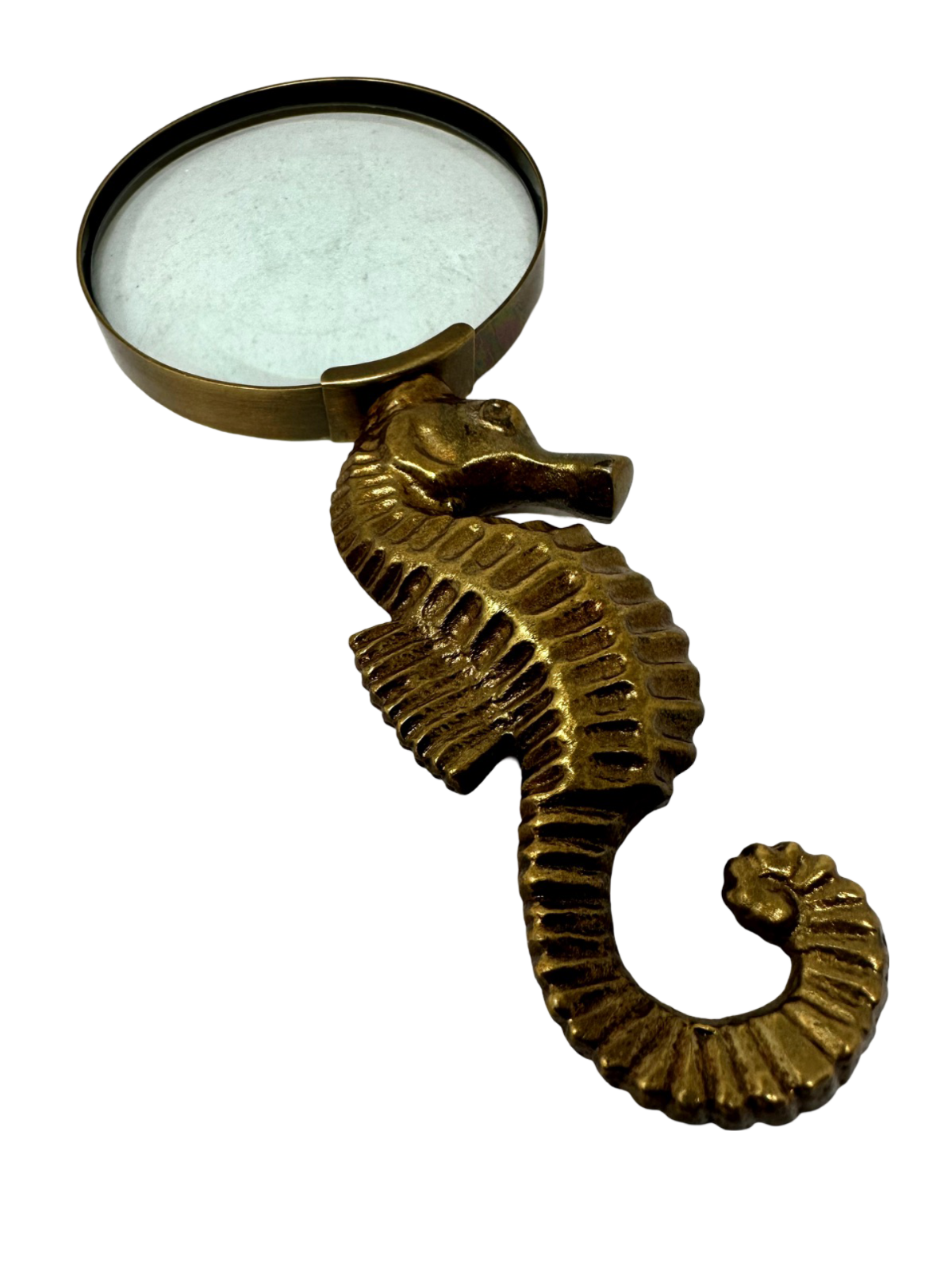 7" Brass Seahorse Magnifying Glass