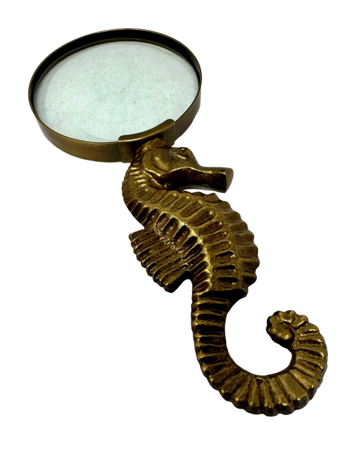 7" Brass Seahorse Magnifying Glass