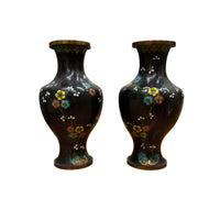 Pair of Black Cloissone Vases