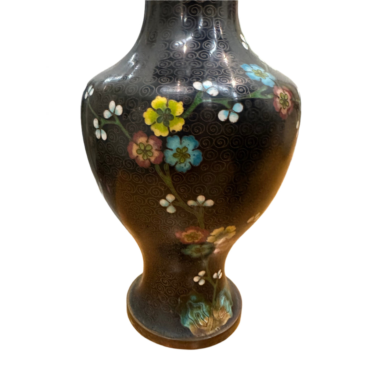 Pair of Black Cloissone Vases