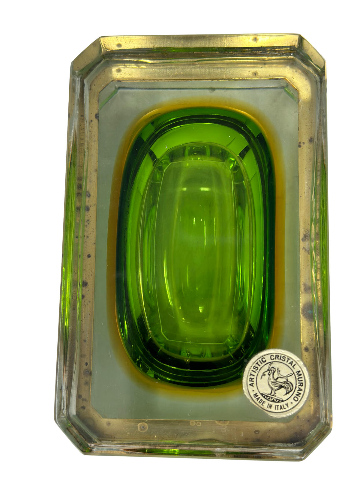 Murano Hinged Box With Green/Gold Orb