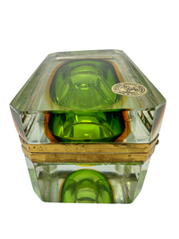 Murano Hinged Box With Green/Gold Orb