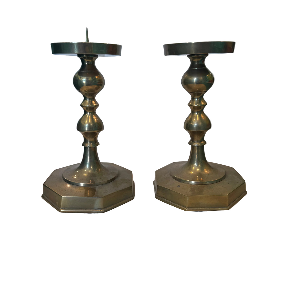 Pair of 7" Brass Octogon Candlesticks