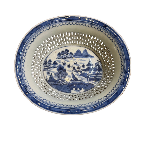 Blue and white Reticulated Bowl