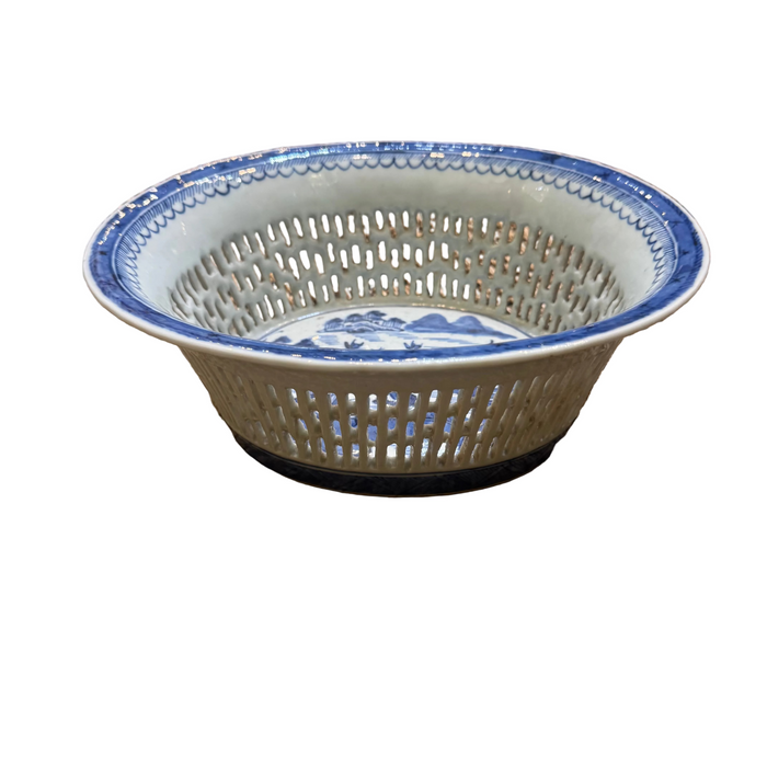 Blue and white Reticulated Bowl
