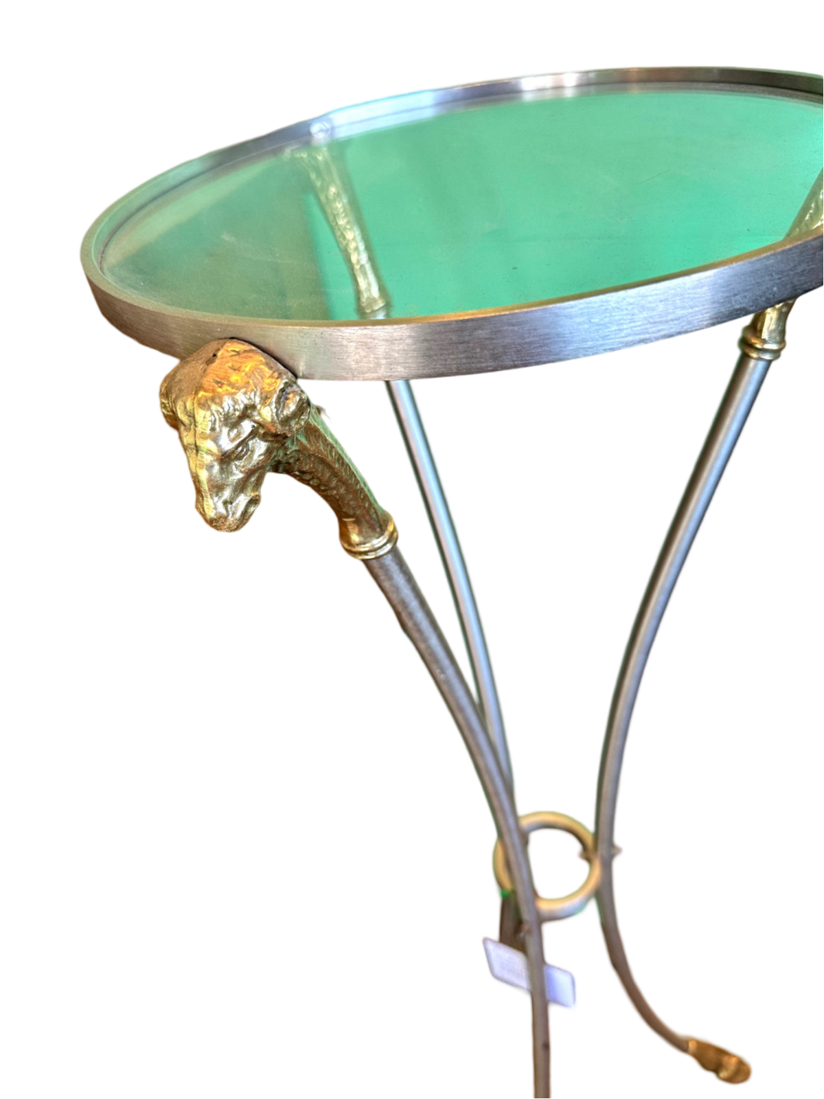 Chrome & Brass Maison Charles style Pedastal w/ Ram's Head & Feet