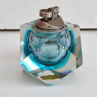 Turquoise Faceted Murano Table Lighter