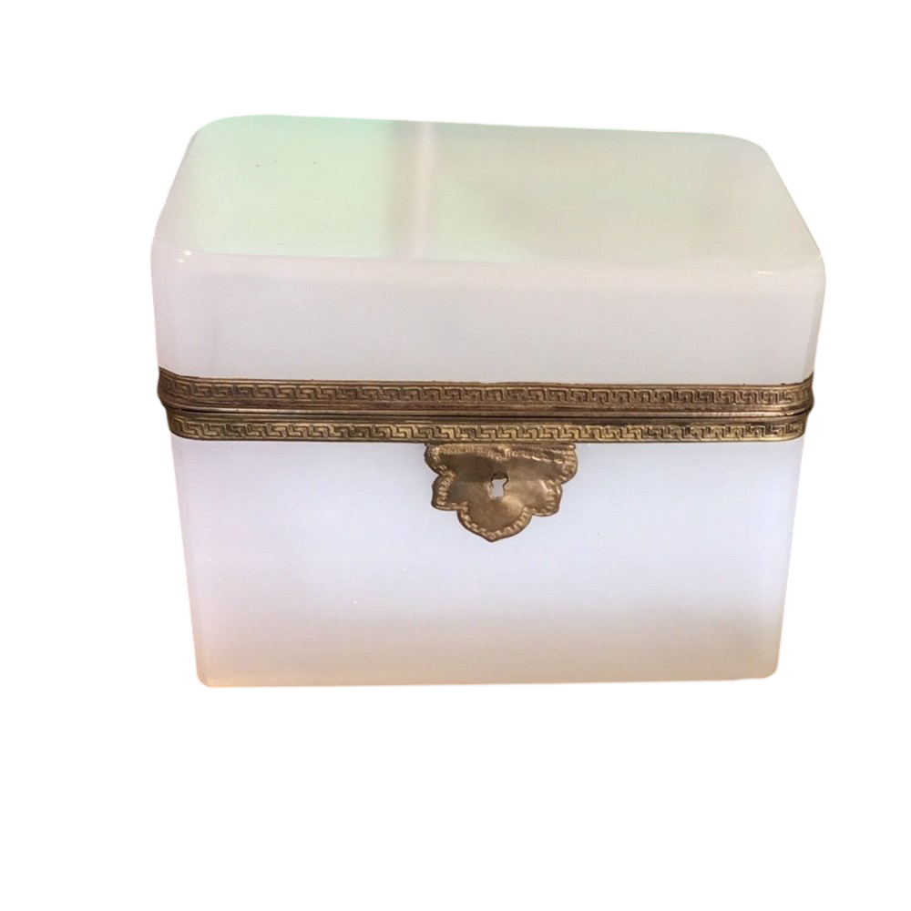 Mid-Century French White Opaline Glass Box Mid-Century French White Opaline Glass Box