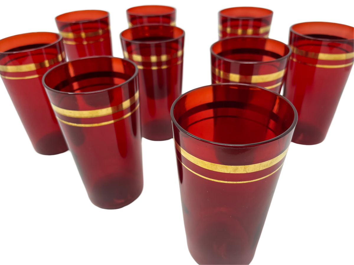 Set of 9 Ruby Red Juice Glasses