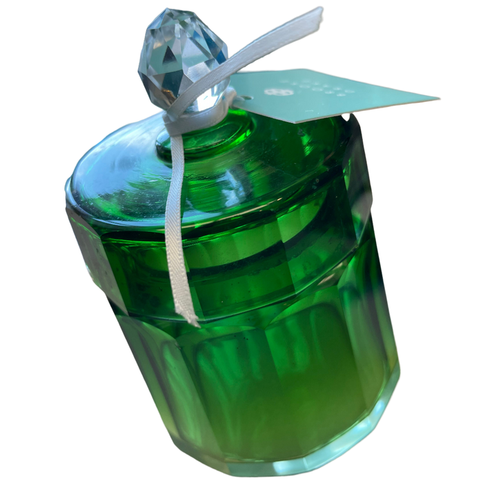 4.5" Baccarat Green Crystal Round Covered Box, c. 1930