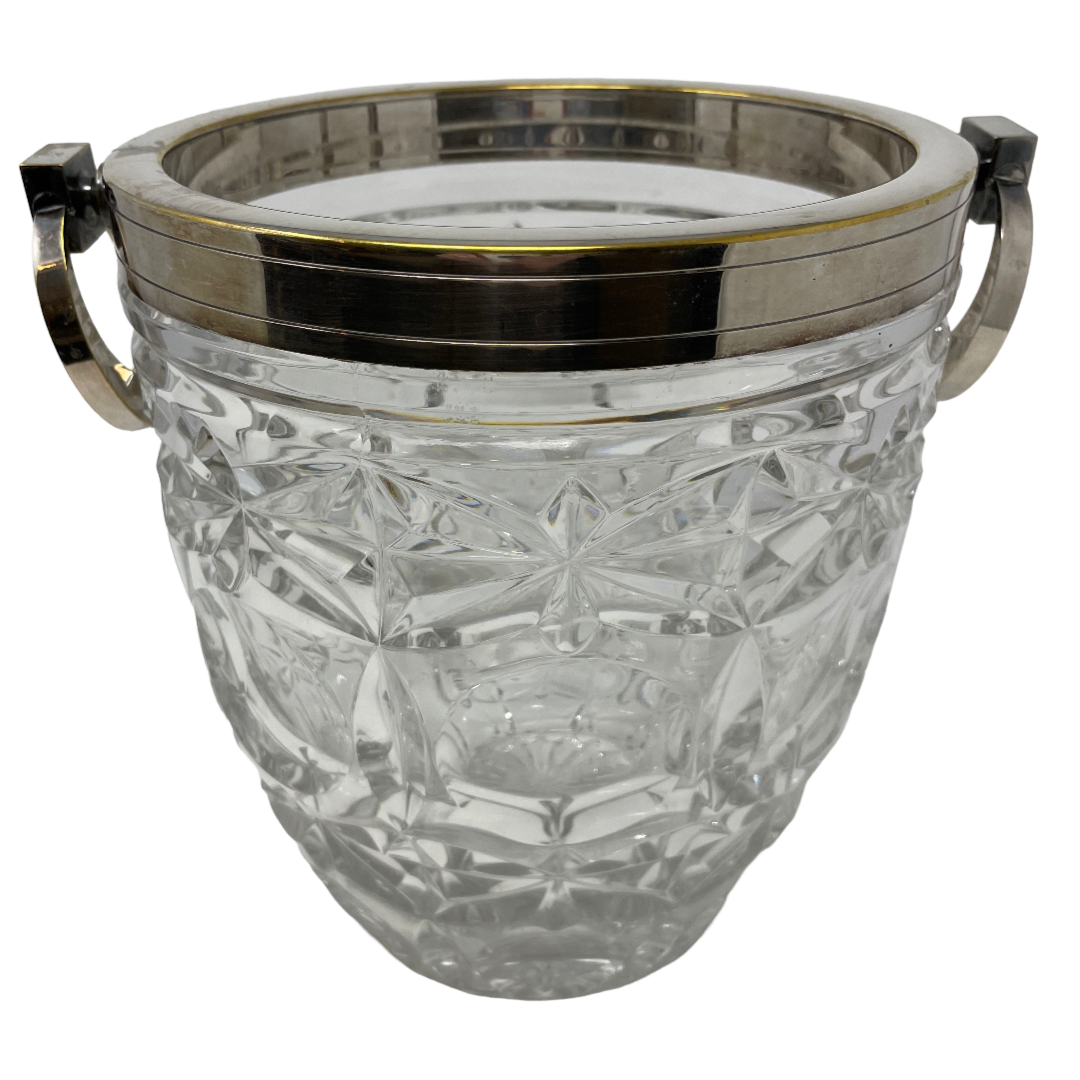 Glass & Silverplate Ice Bucket