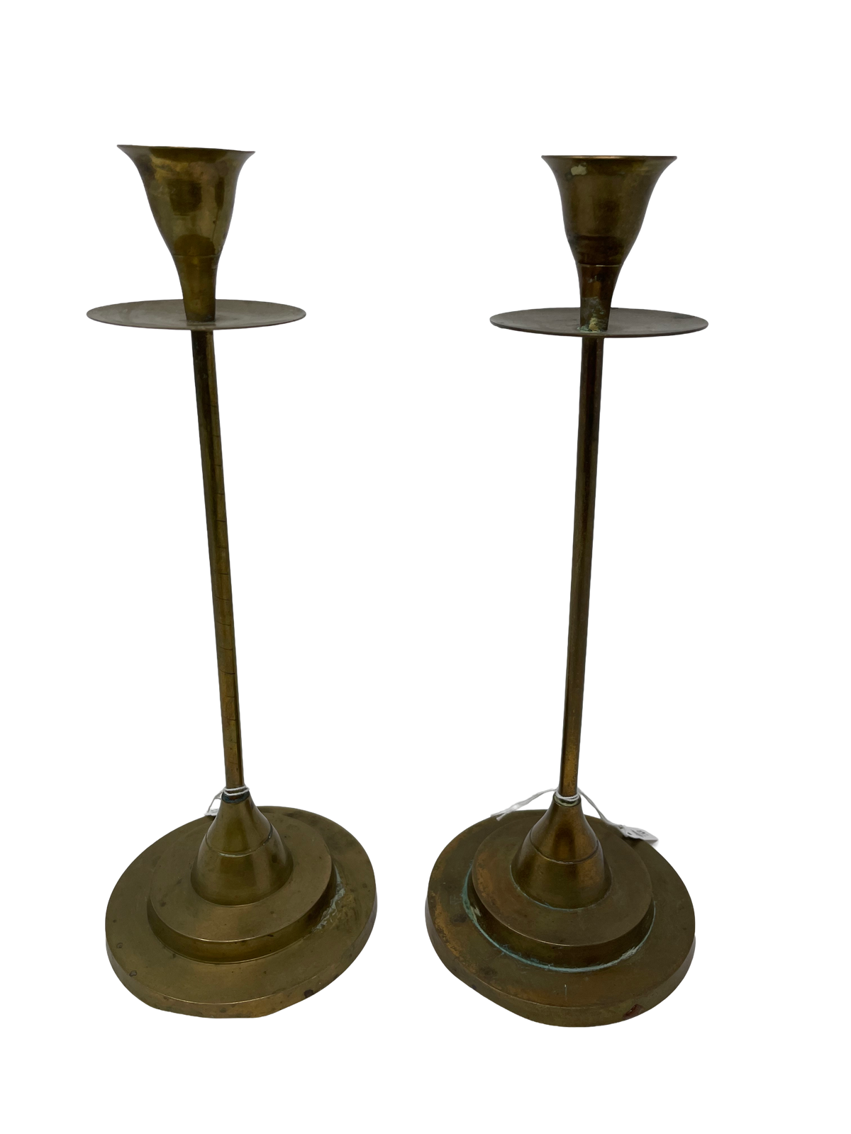 Pair of Thin 10" Brass Candleholders