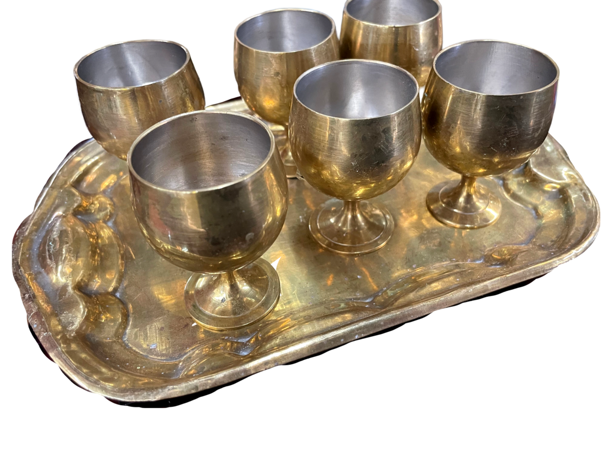 Metal Tray & 6 Cups