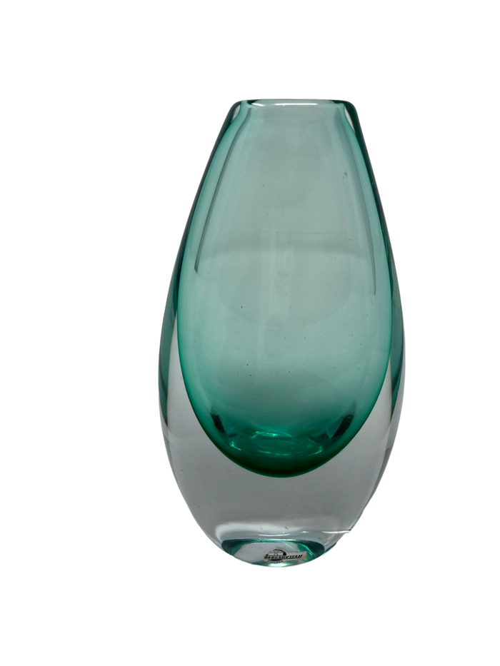 Aqua Art Glass Vase from Sweden